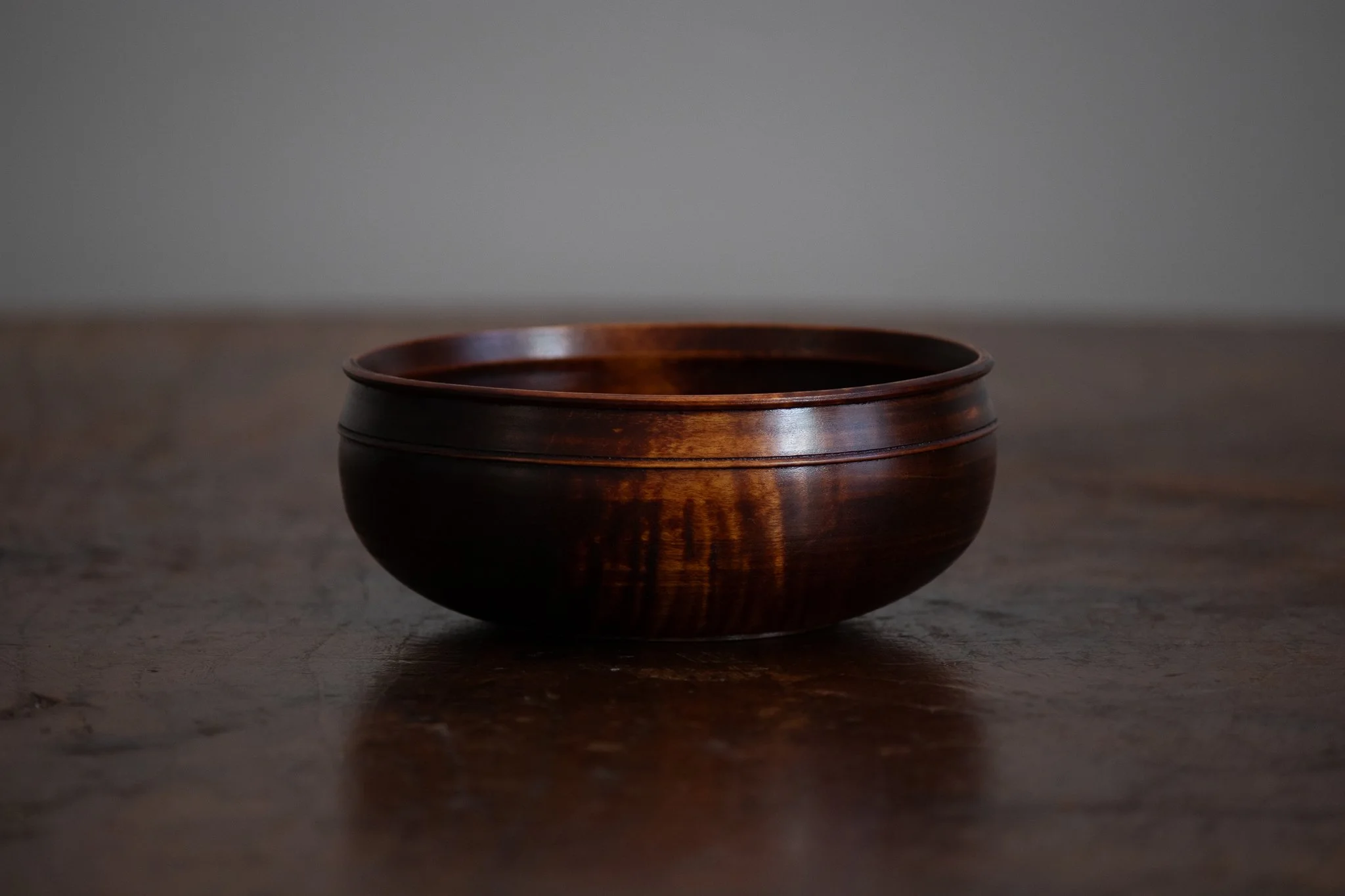 Urushi Lacquer Ale Bowl F ~5.25in x  2.25in, figured
