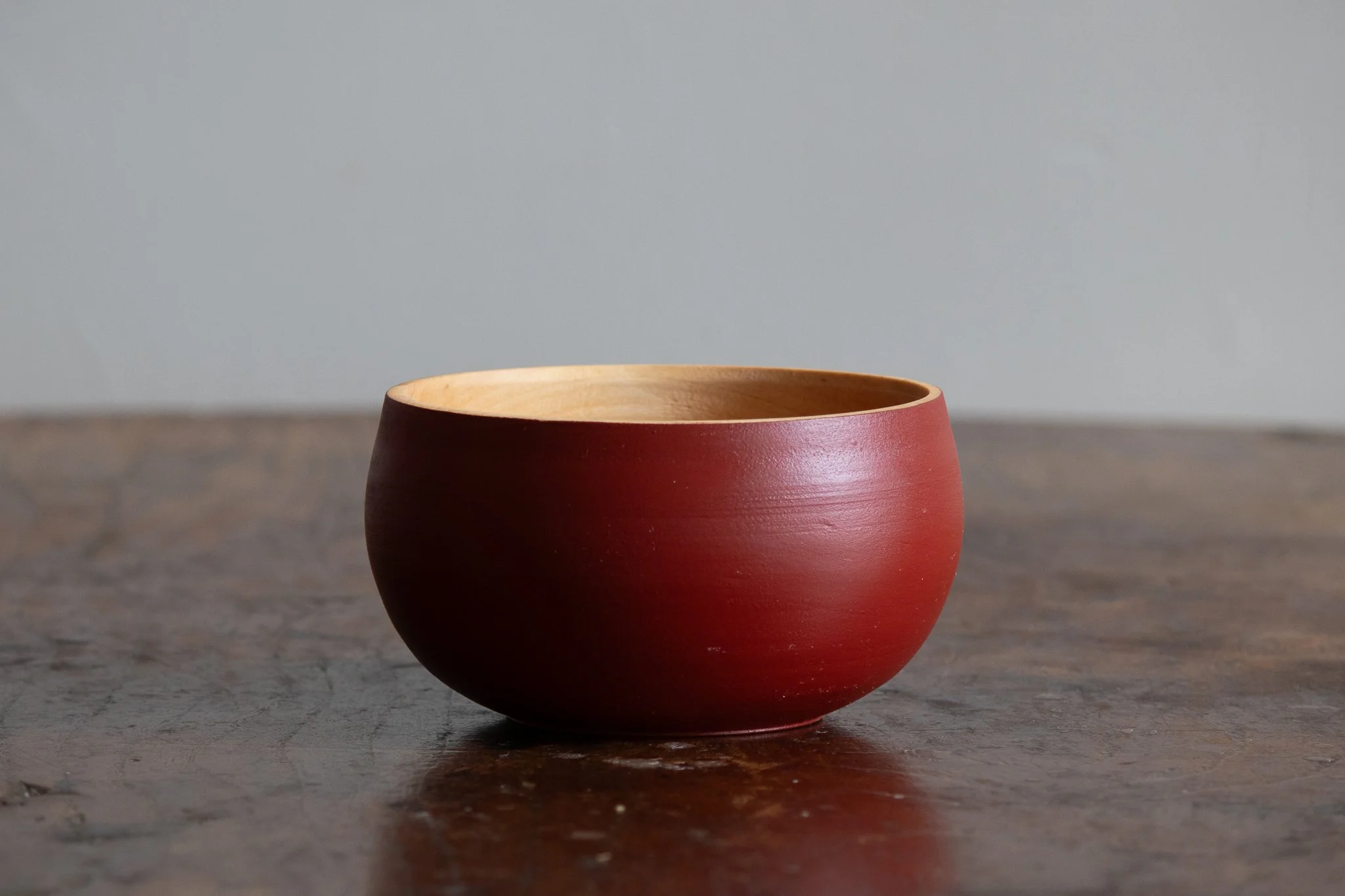 Round Wooden Bowl—Red ~4in x 2.5in