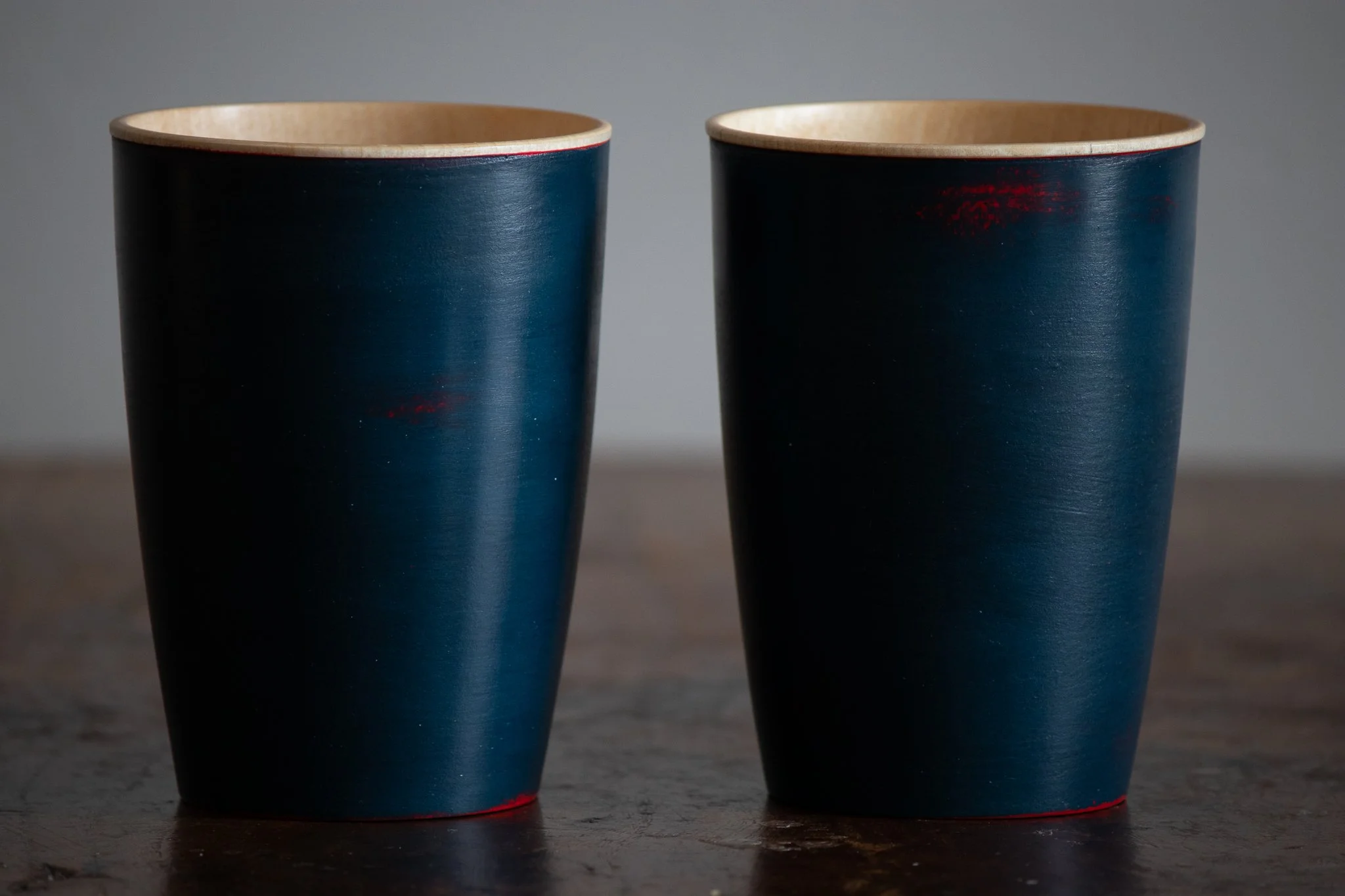 Wooden Travel Cup—Navy Over Red