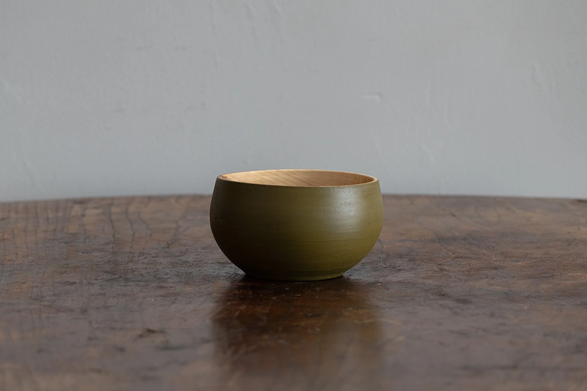 Olive Green Bowl B-4.25in x 2.5in