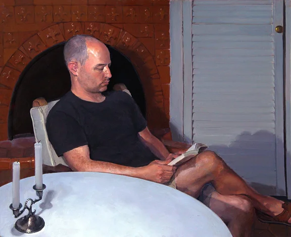 Man Reading , oil on panel, 18x21 in