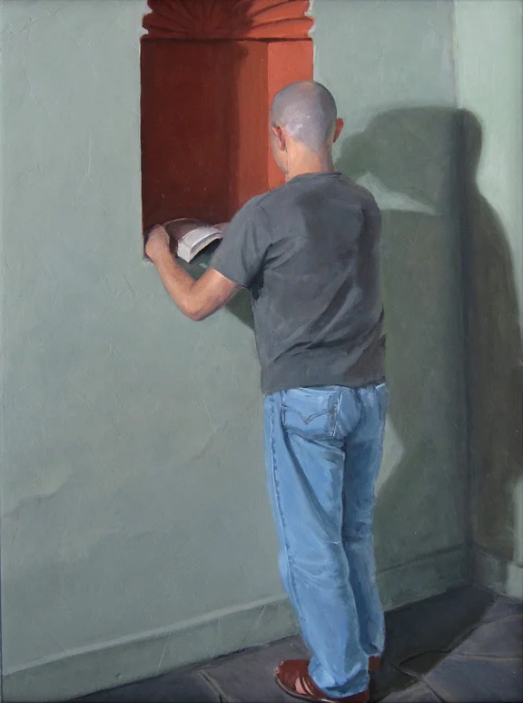 Man with Shadow , oil on panel, 33x26 in