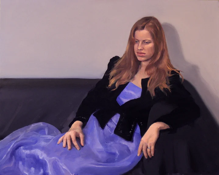 Woman in Blue Dress , oil on wood, 16x20 in
