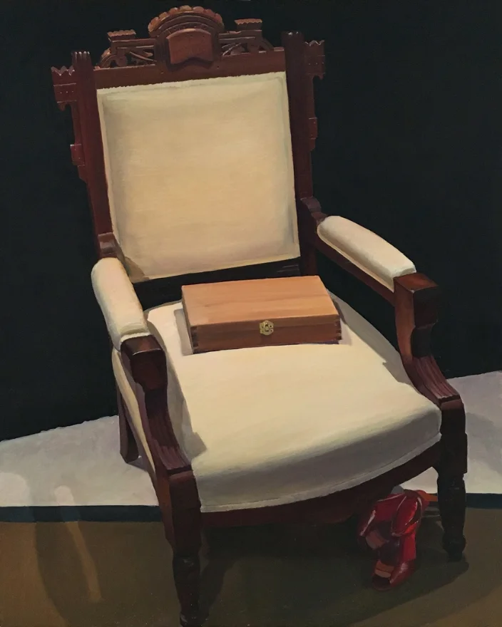 Chair and a Box , oil on panel, 30x24 in