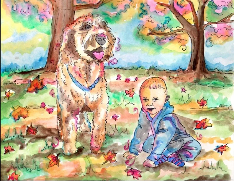 Elliott and Stella, watercolor