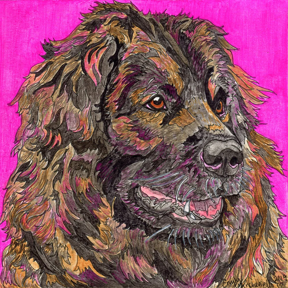 GICLEE PRINT - Leonberger - 8"x8" watercolor painting