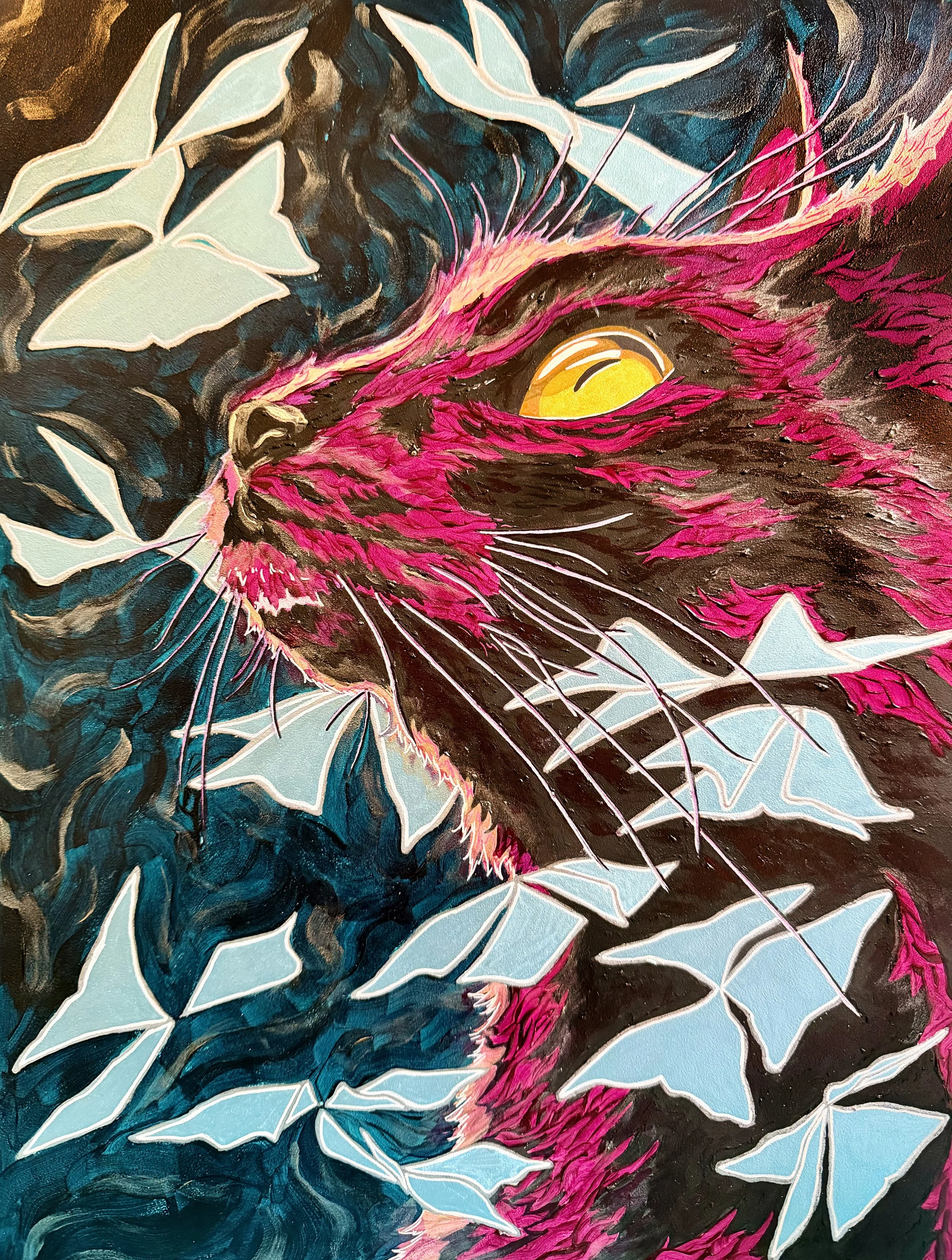 Mystic Cat No.2 - acrylic on gesso panel - 12"x16"