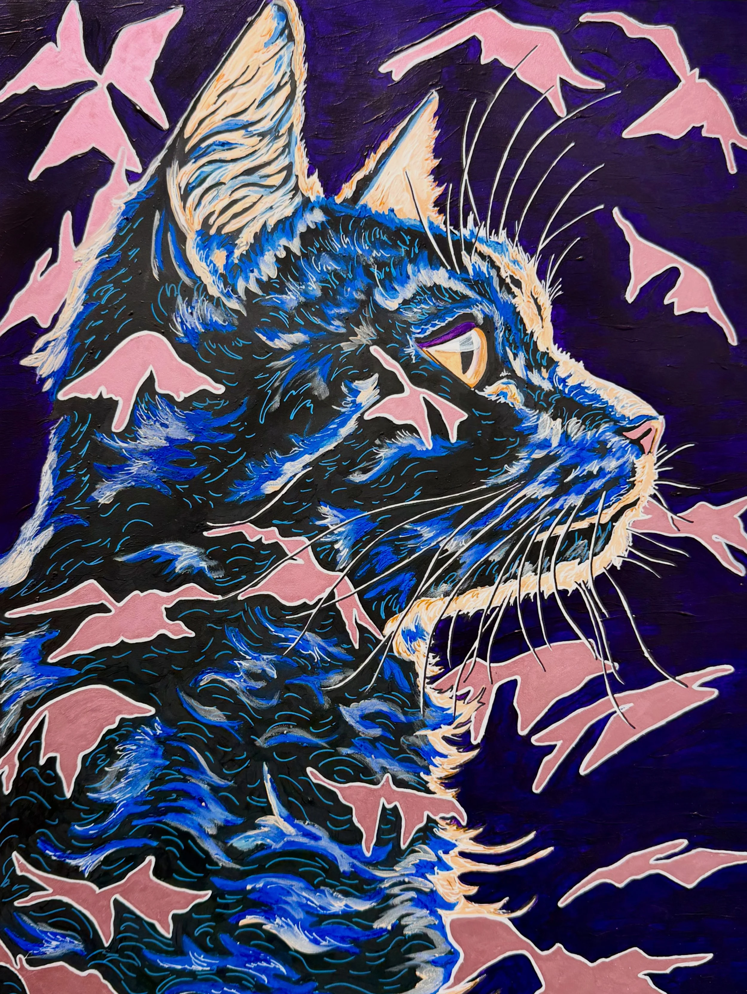 Mystic Cat - acrylic on gesso panel - 12"x16"