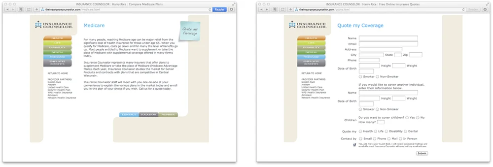 Insurance Counselor Website