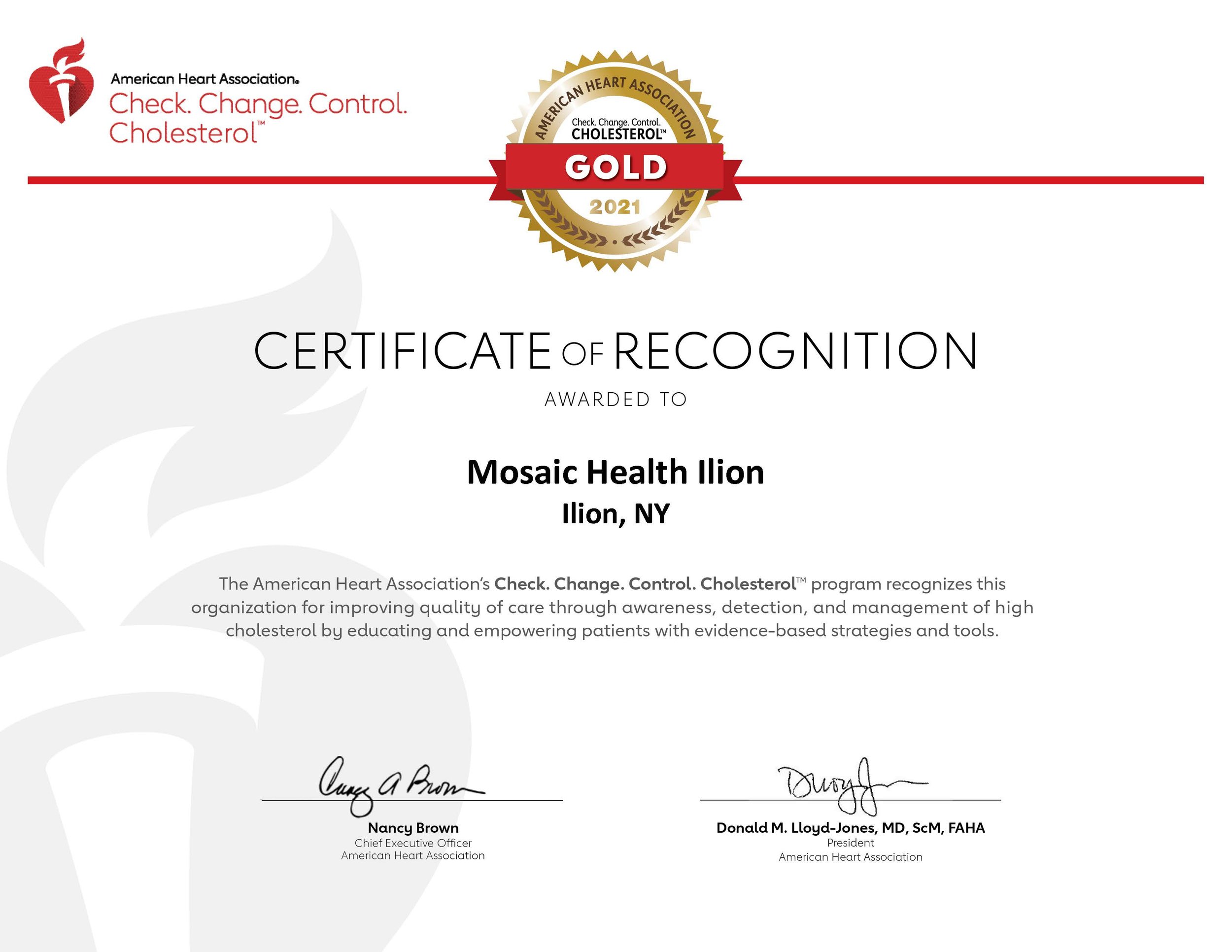 CCCC_CERTIFICATE_GOLD 2021 - Mosaic Health Ilion - NY.jpg