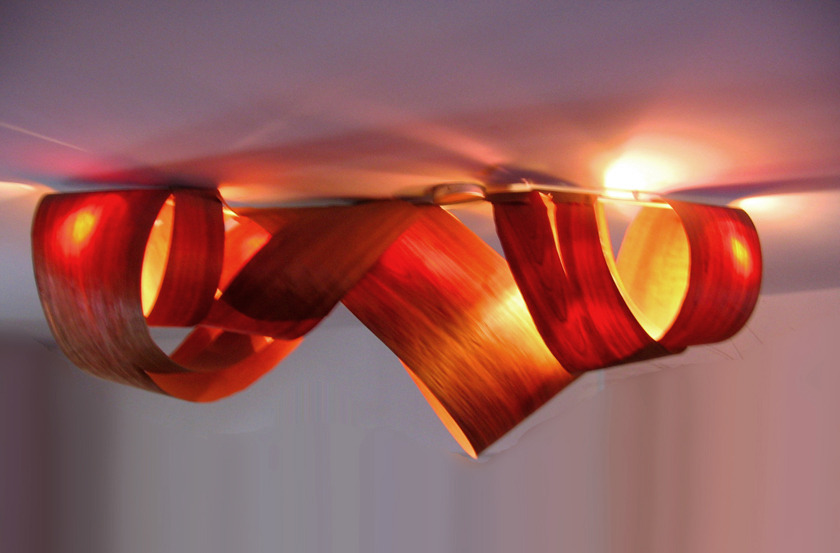 Cherry veneer ceiling light fixture