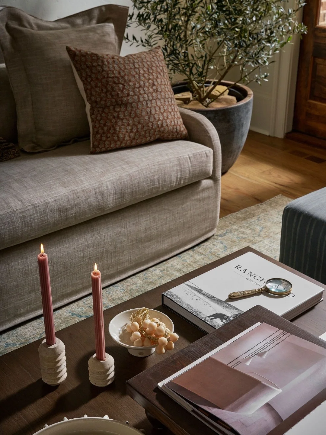 Styling a coffee table is all about balance&mdash;mixing height, texture, and meaningful pieces to create a look that feels effortless and lived-in.

We start with a strong anchor piece, layer in books or trays for structure, add something sculptural