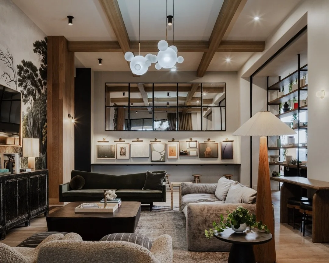 The common areas at RISE Austin were designed to make a statement from the moment you walk in.

With a nod to midcentury modern design, we leaned into clean architectural lines, a high-contrast color palette, and layered textures that create depth an