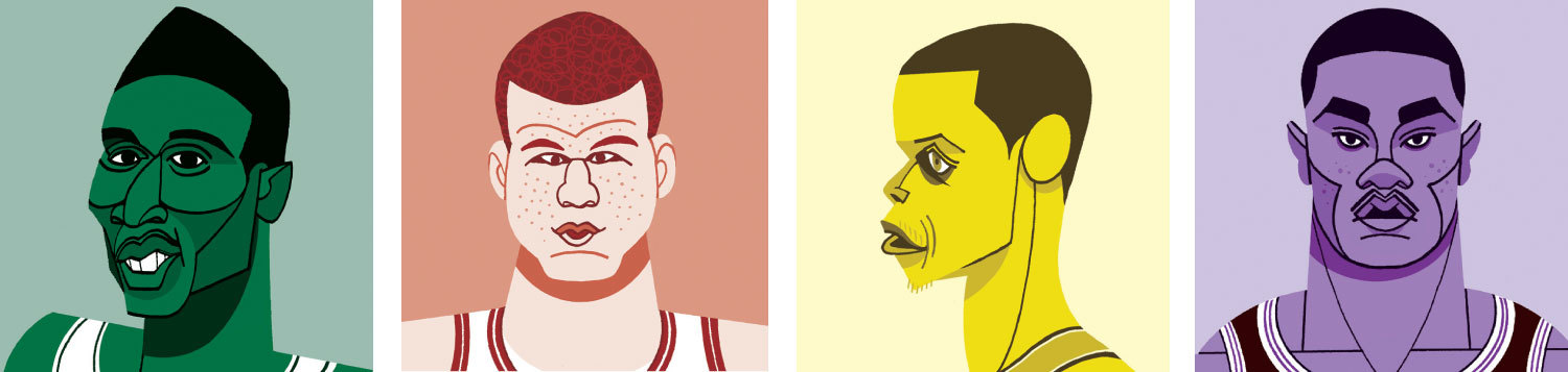 Illustrations for GQ 's "Guide to the New NBA Golden Age."