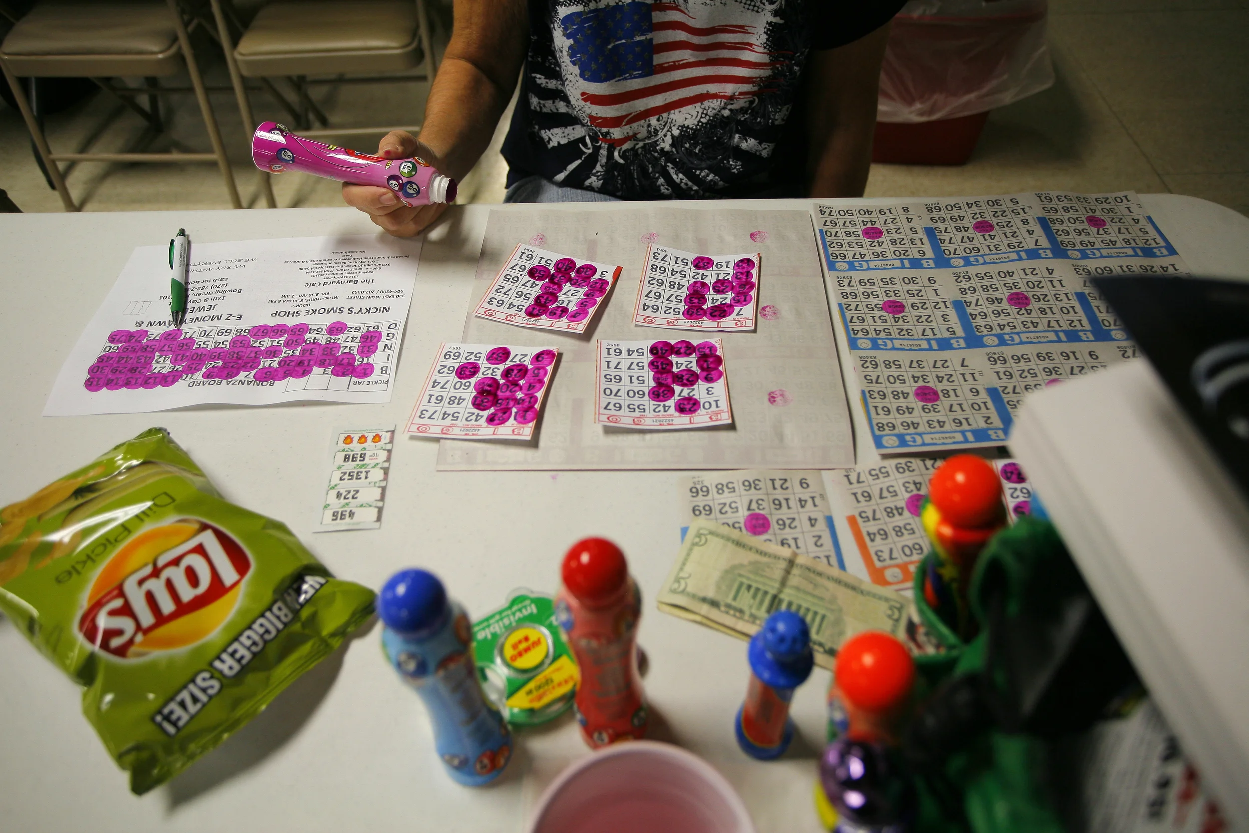 Barbara Daugherty, of Morgantown, Ky., prepares to play bingo at the VFW in Bowling Green, Ky. Daugherty plays bingo two times a week, "It's relaxing," she said about playing. Daugherty won $1,500 in one game when she and her husband were stationed in Japan during his service in the Air Force.