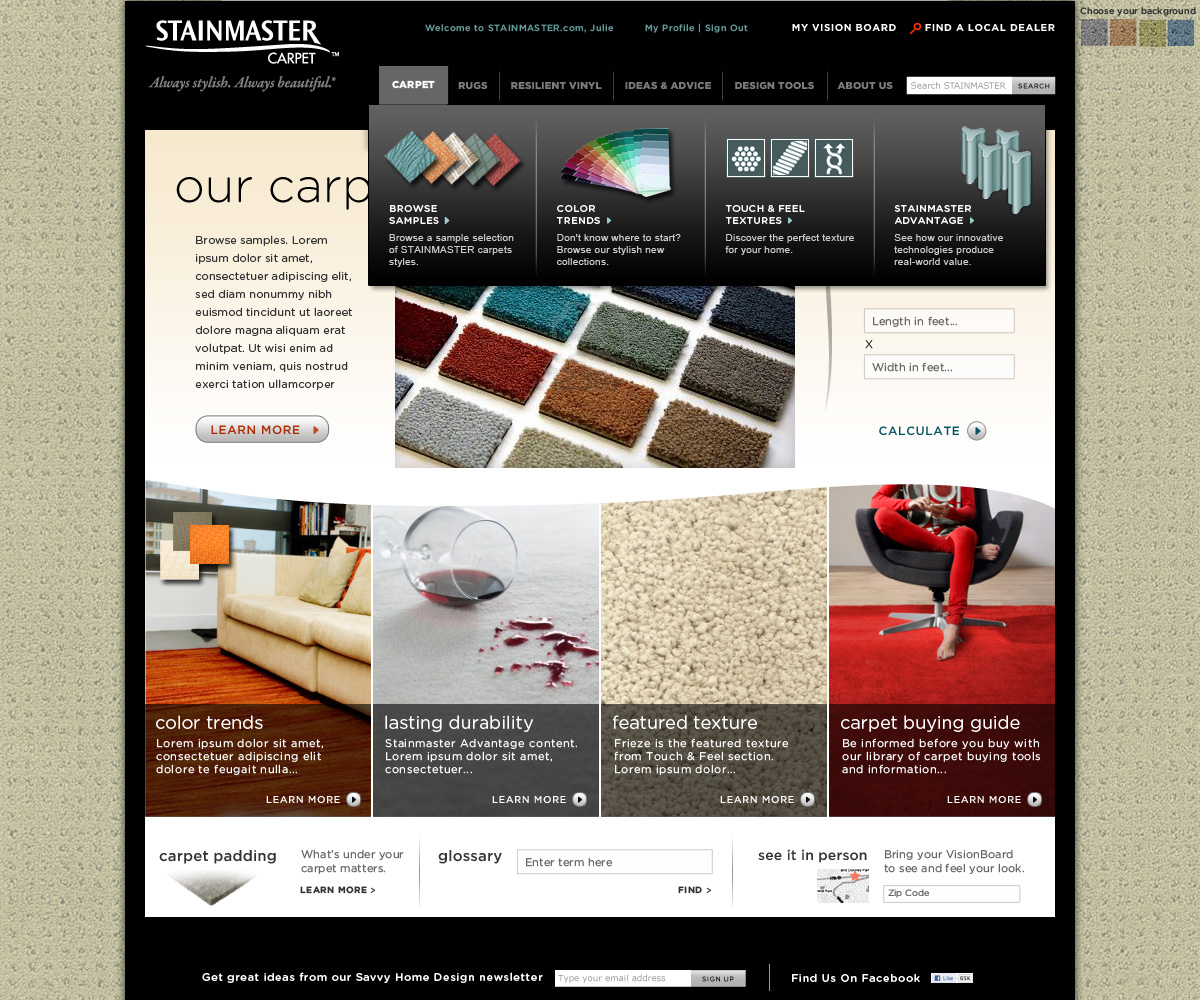 Website: Stainmaster Carpets