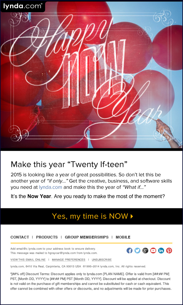 Email: Lynda - "Happy 'Now' Year"