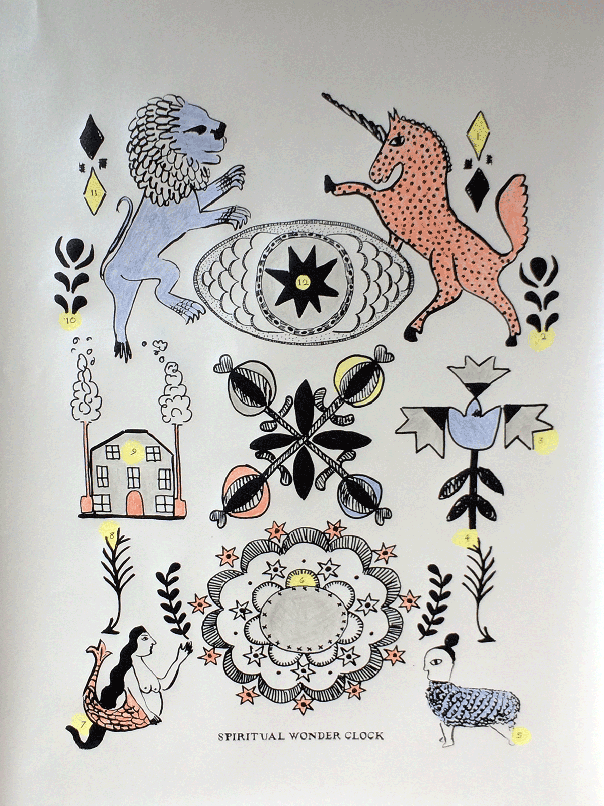 Spiritual Wonderclock screen print on pearly paper