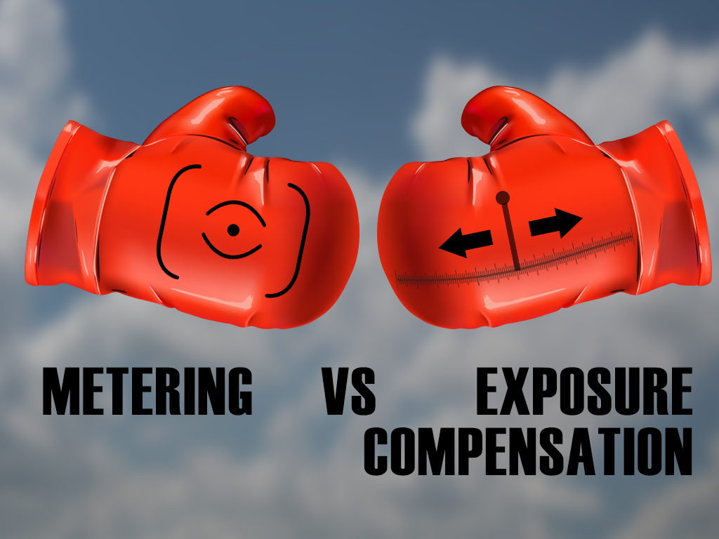 Metering tells the camera where to look. Exposure compensation sees that the image is too light or dark and tells the camera to adjust the next one to look better.