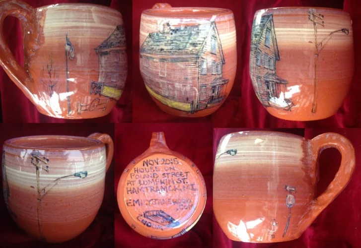 Mug, with house on corner of Poland and Lumpkin