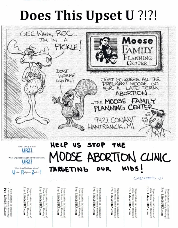 Moose Family 'Planning' Center Outrage Flyer