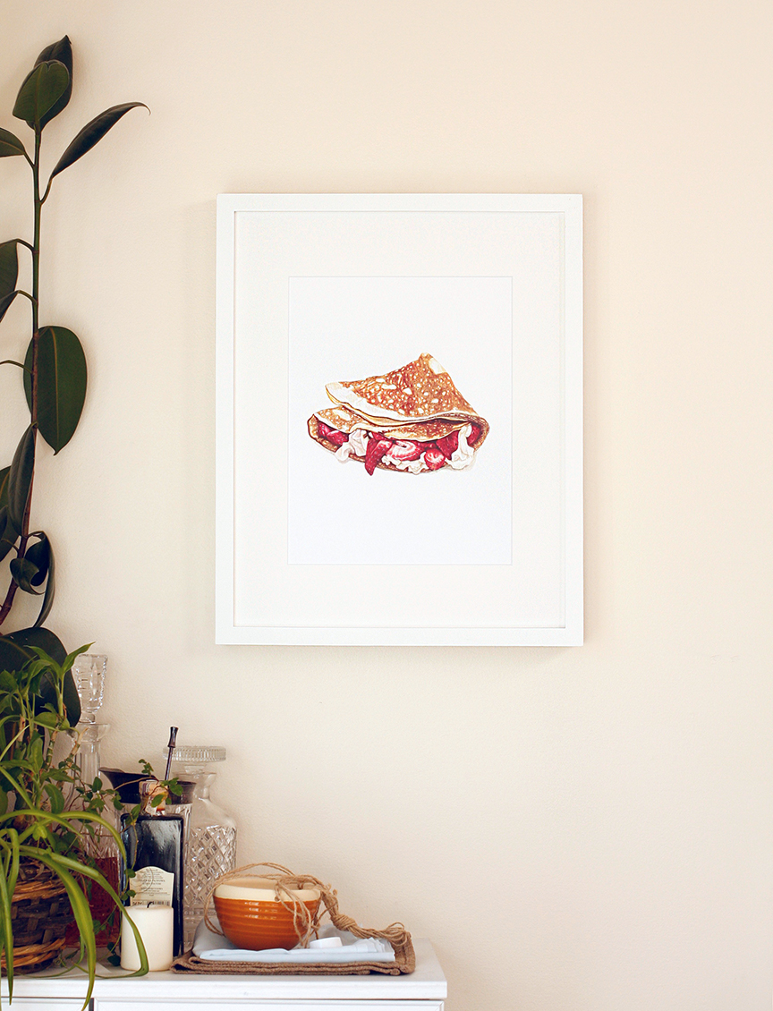Crepes with Strawberries & Cream Art Print