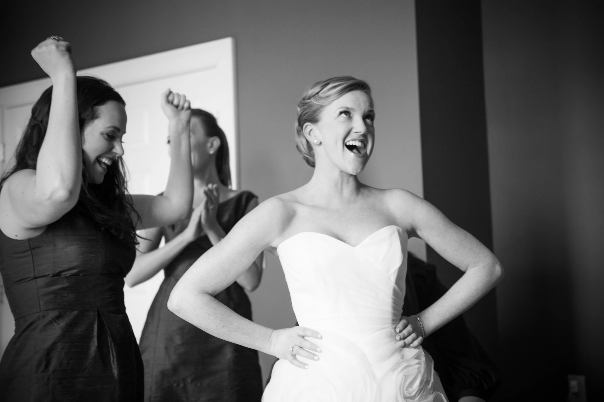 Meghan's absolutely breathtaking gown had a little trouble zipping - and NOT because it didn't fit. Let's just say I have a way with zippers, and everyone was happy :)