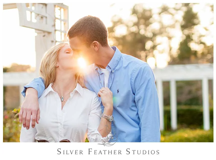 Beautiful sunset light at this Fearrington Village, engagement session Pittsboro, NC. © Silver Feather Studios, Pittsboro Wedding Photography and Videography