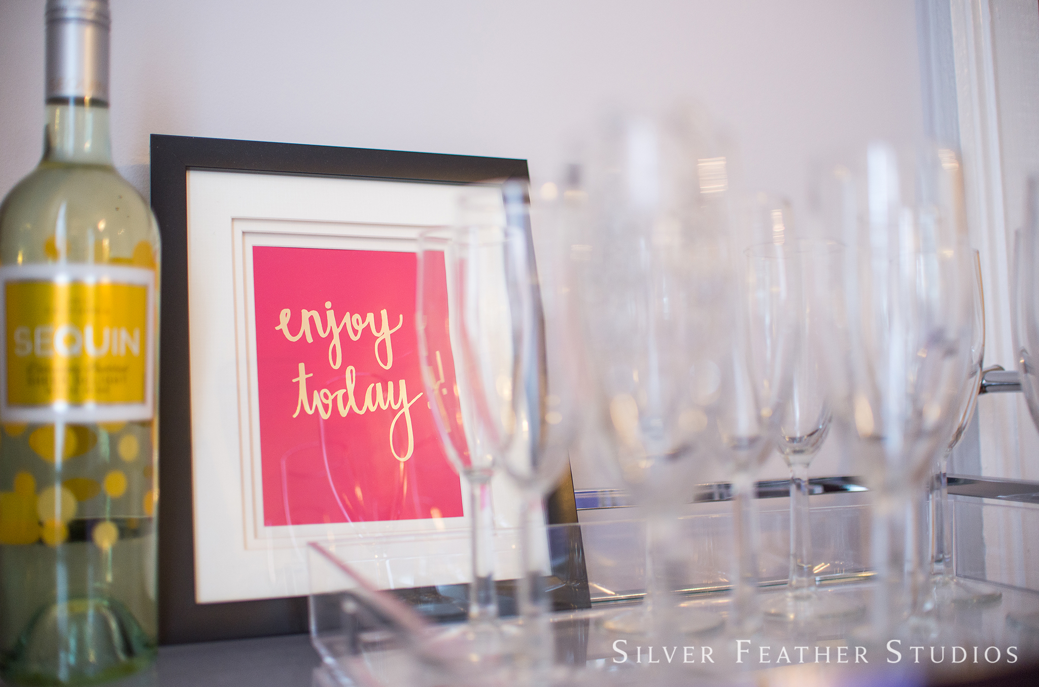 framed quote "enjoy the little things" at the mims house in holly springs.