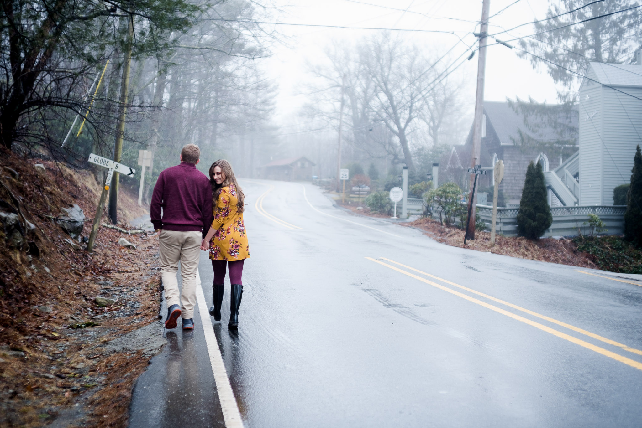rainy day engagement session in blowing rock, north carolina