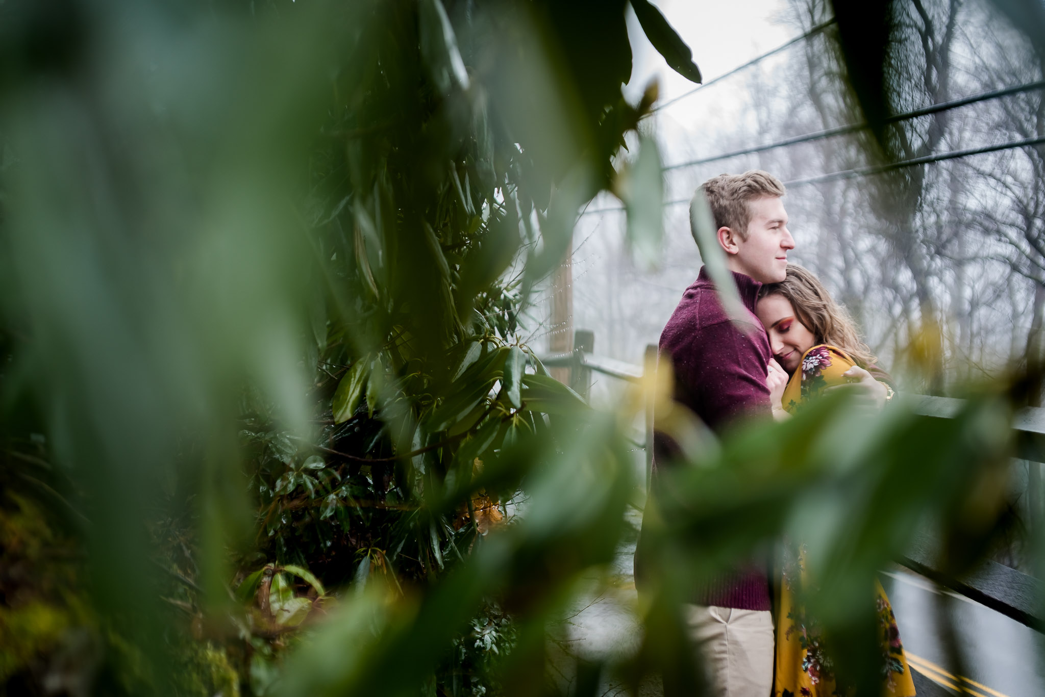 rainy day engagement session in blowing rock, north carolina
