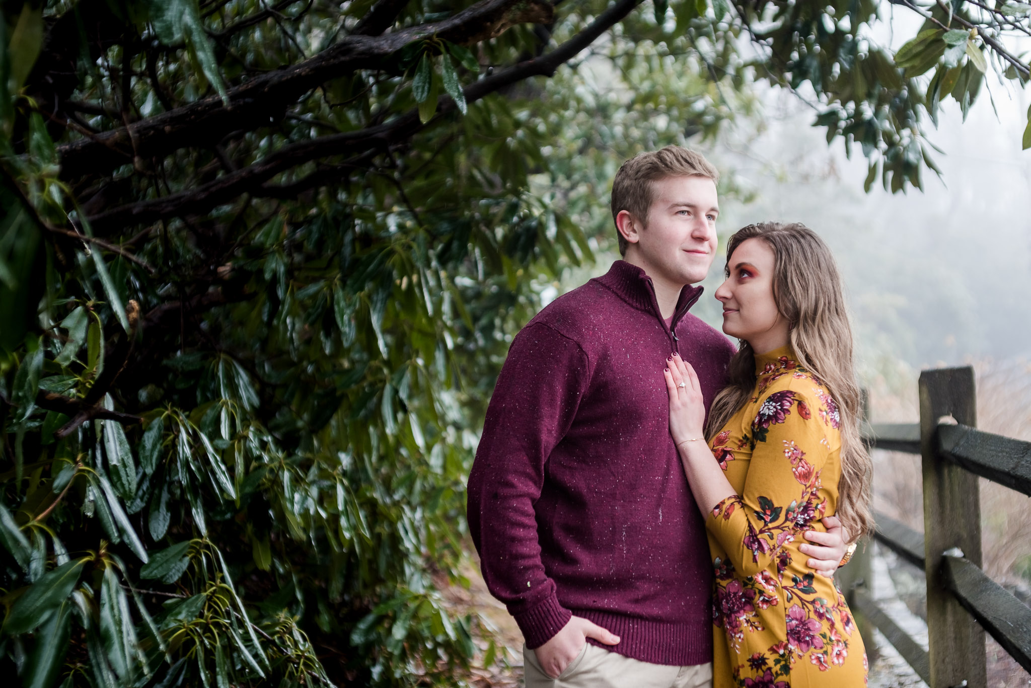 rainy day engagement session in blowing rock, north carolina