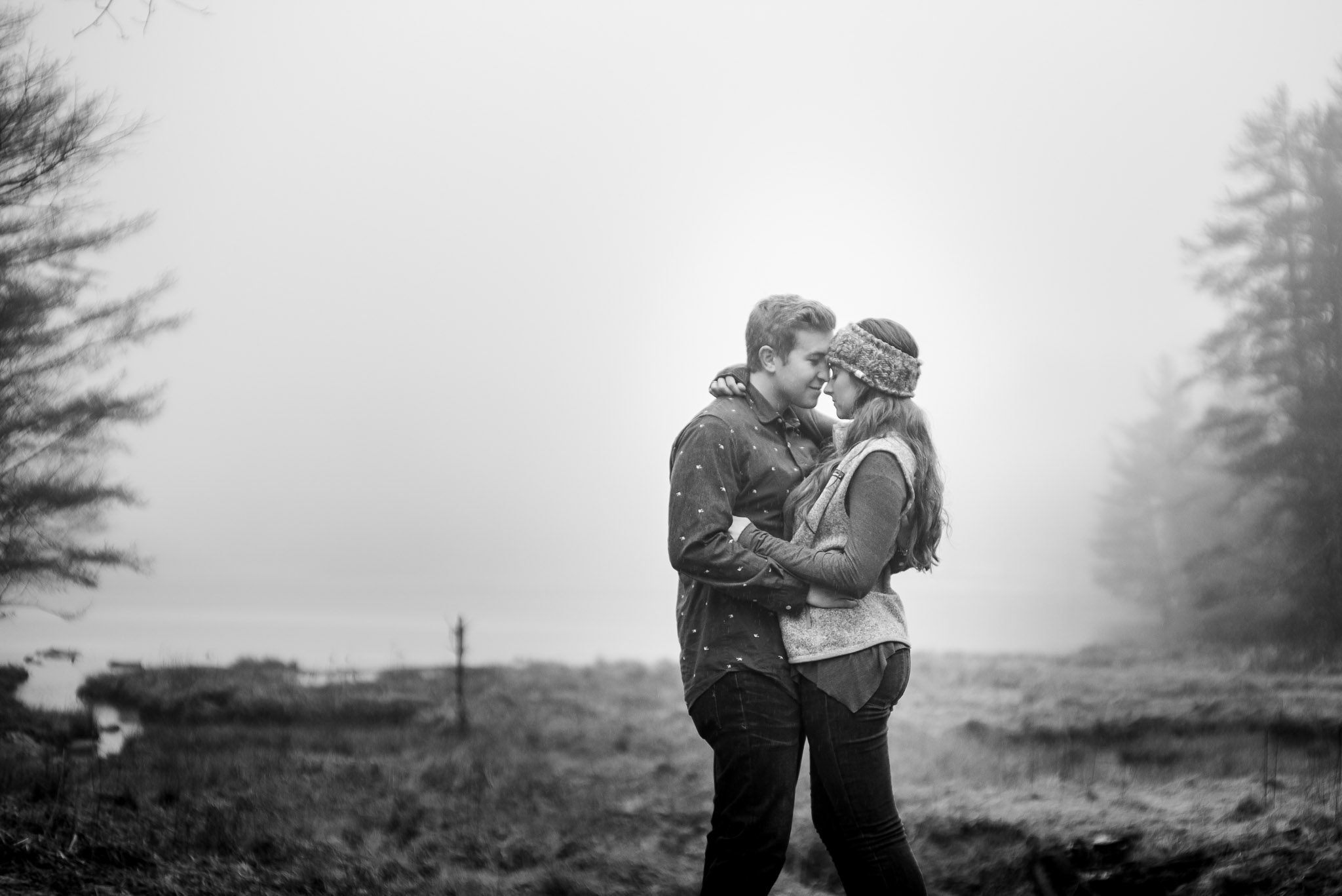 rainy day mountain engagement session in blowing rock