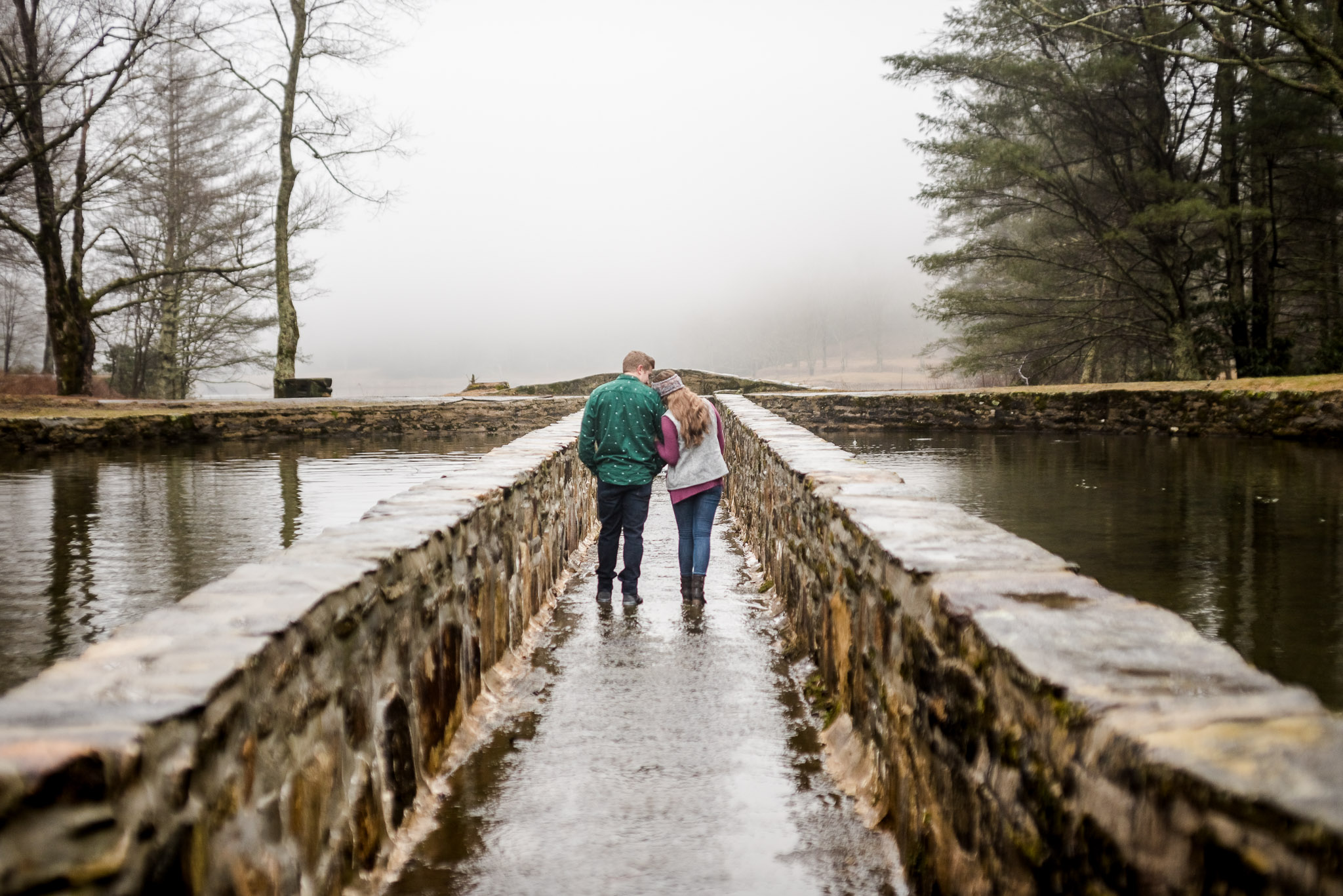 rainy day mountain engagement session in blowing rock