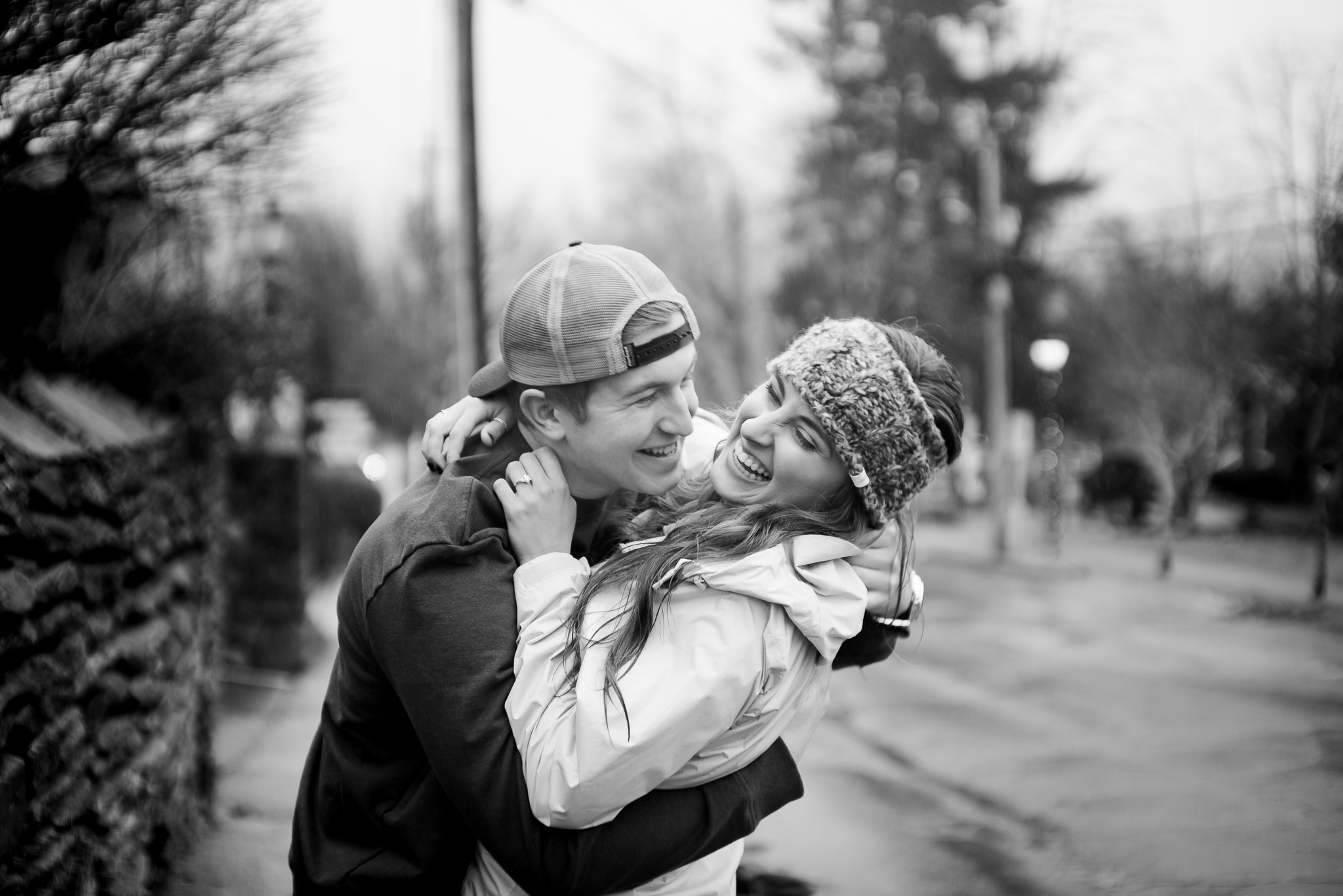 rainy day mountain engagement session in blowing rock