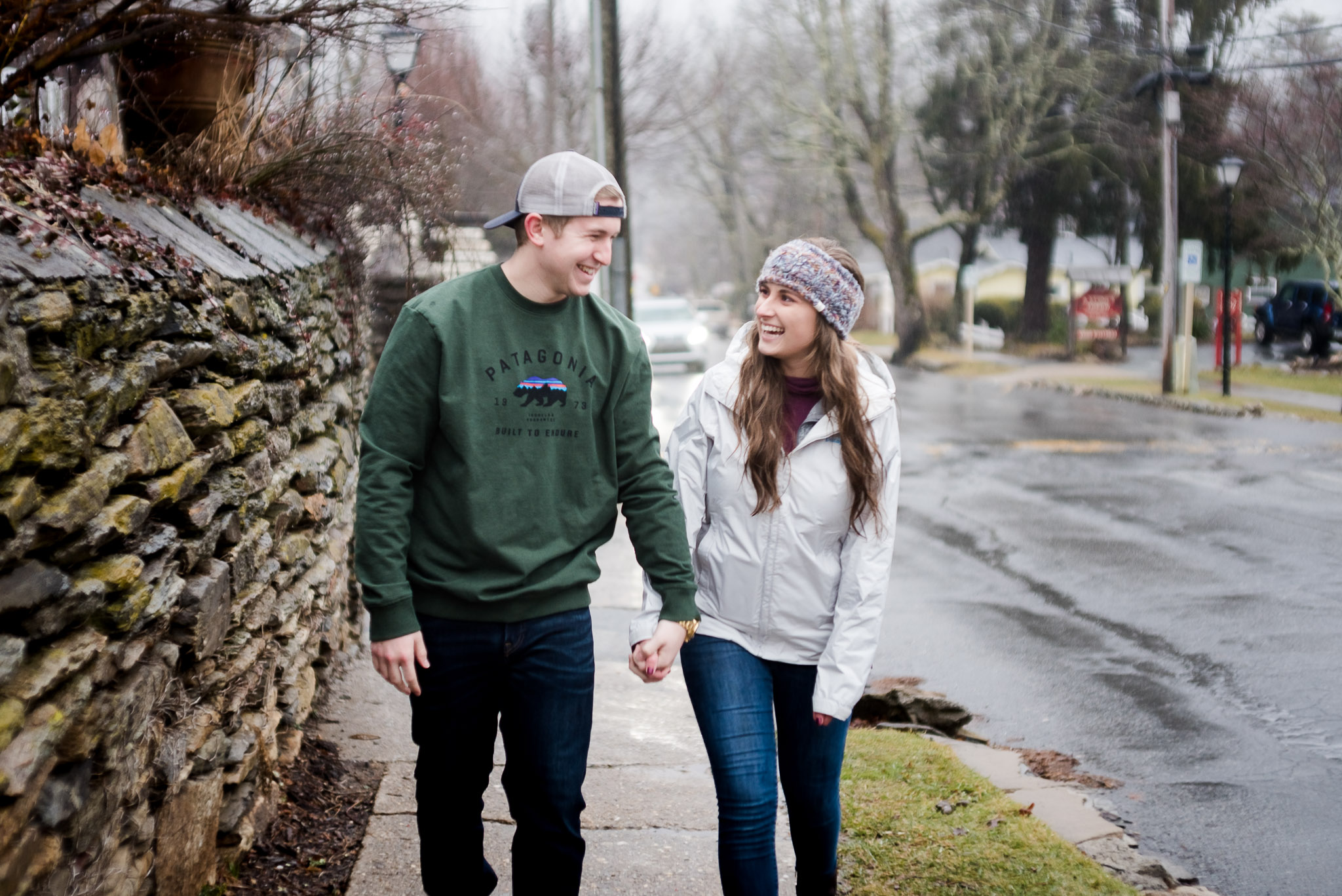 rainy day mountain engagement session in blowing rock