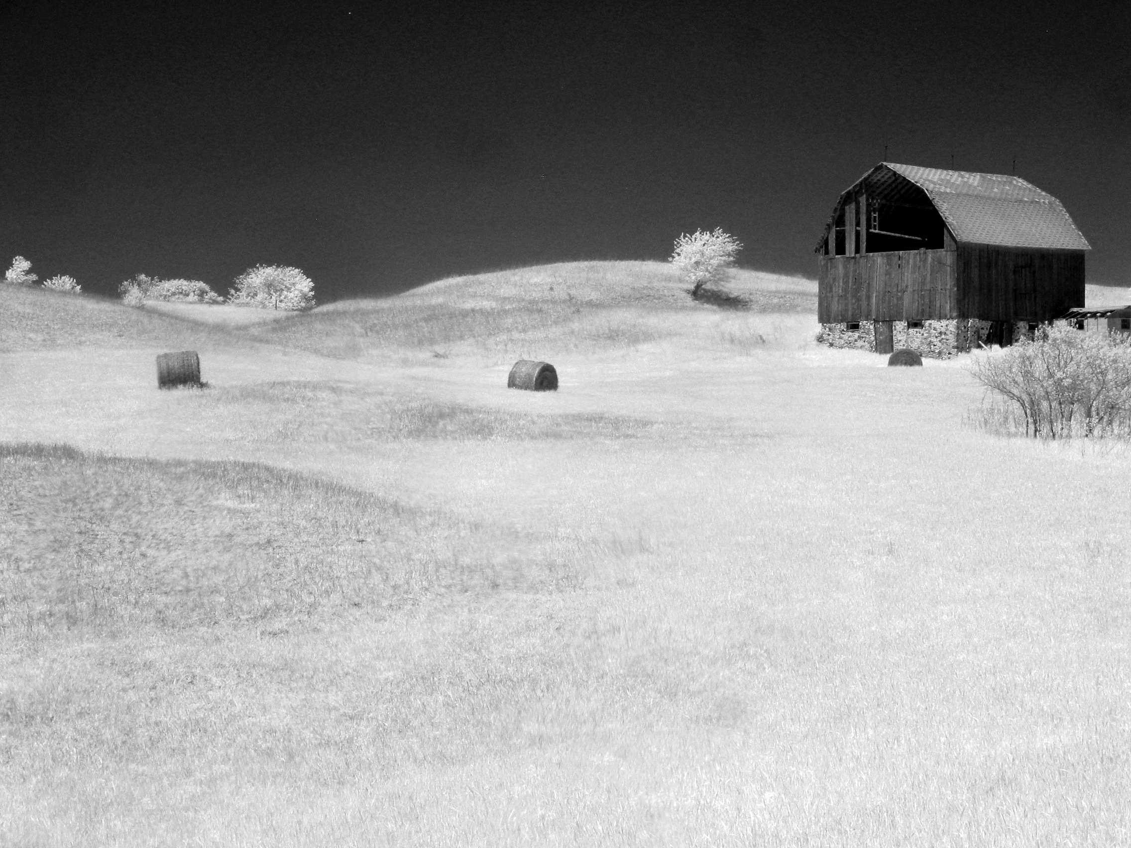 The Barn and Hay Bails