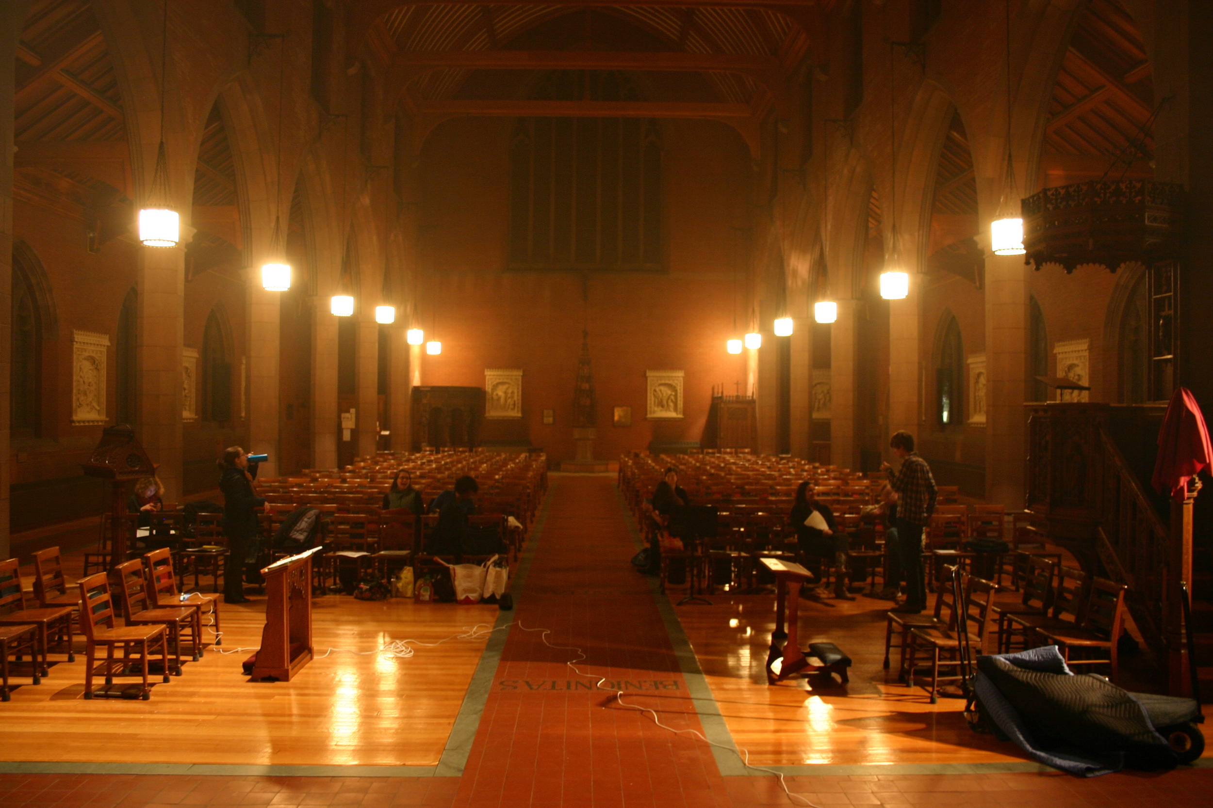 Setting up for recording in Christ Church, New Haven