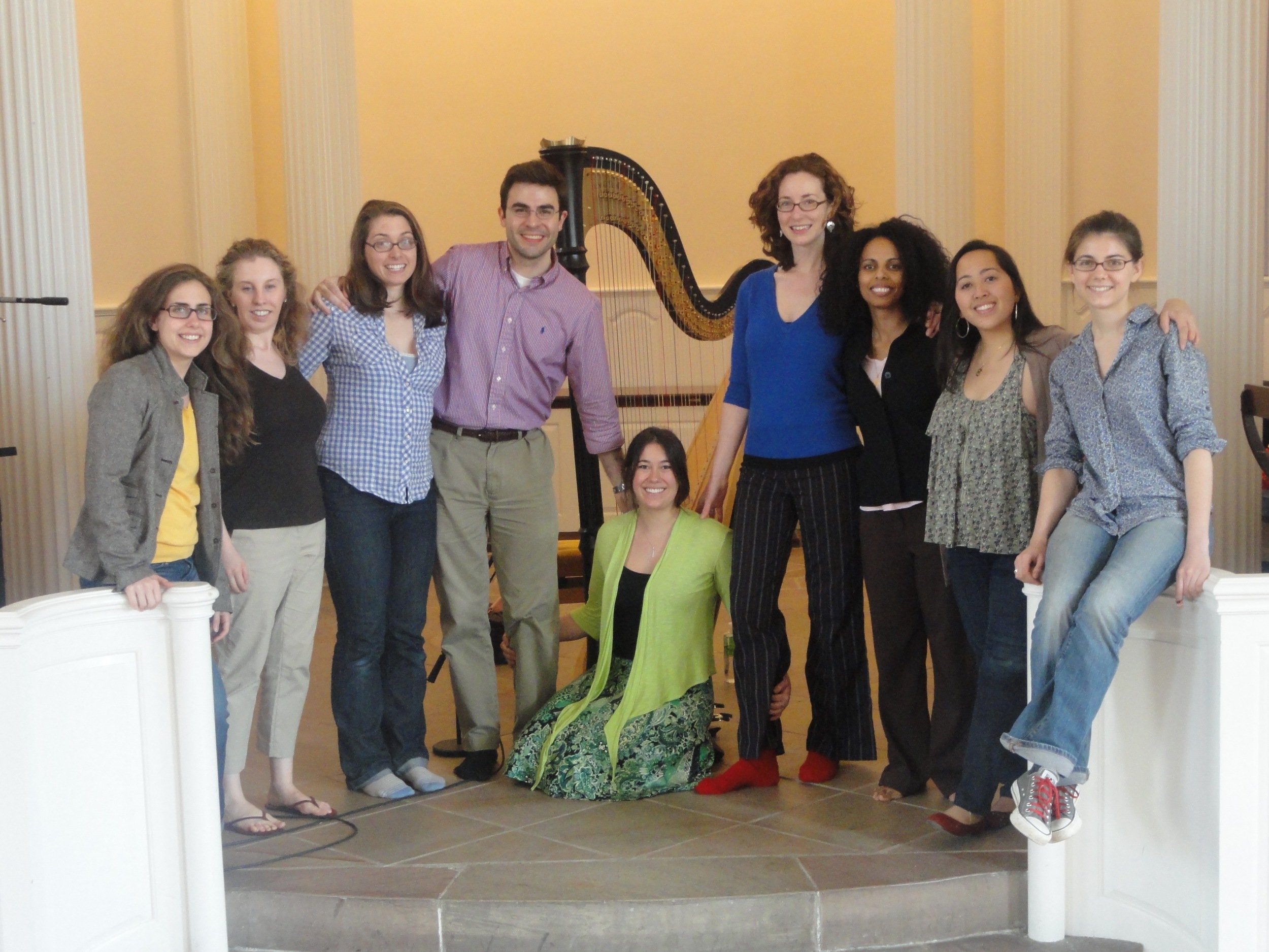 Etherea after completing recording on "Ceremony of Carols" in Marquand Chapel, Yale Divinity School