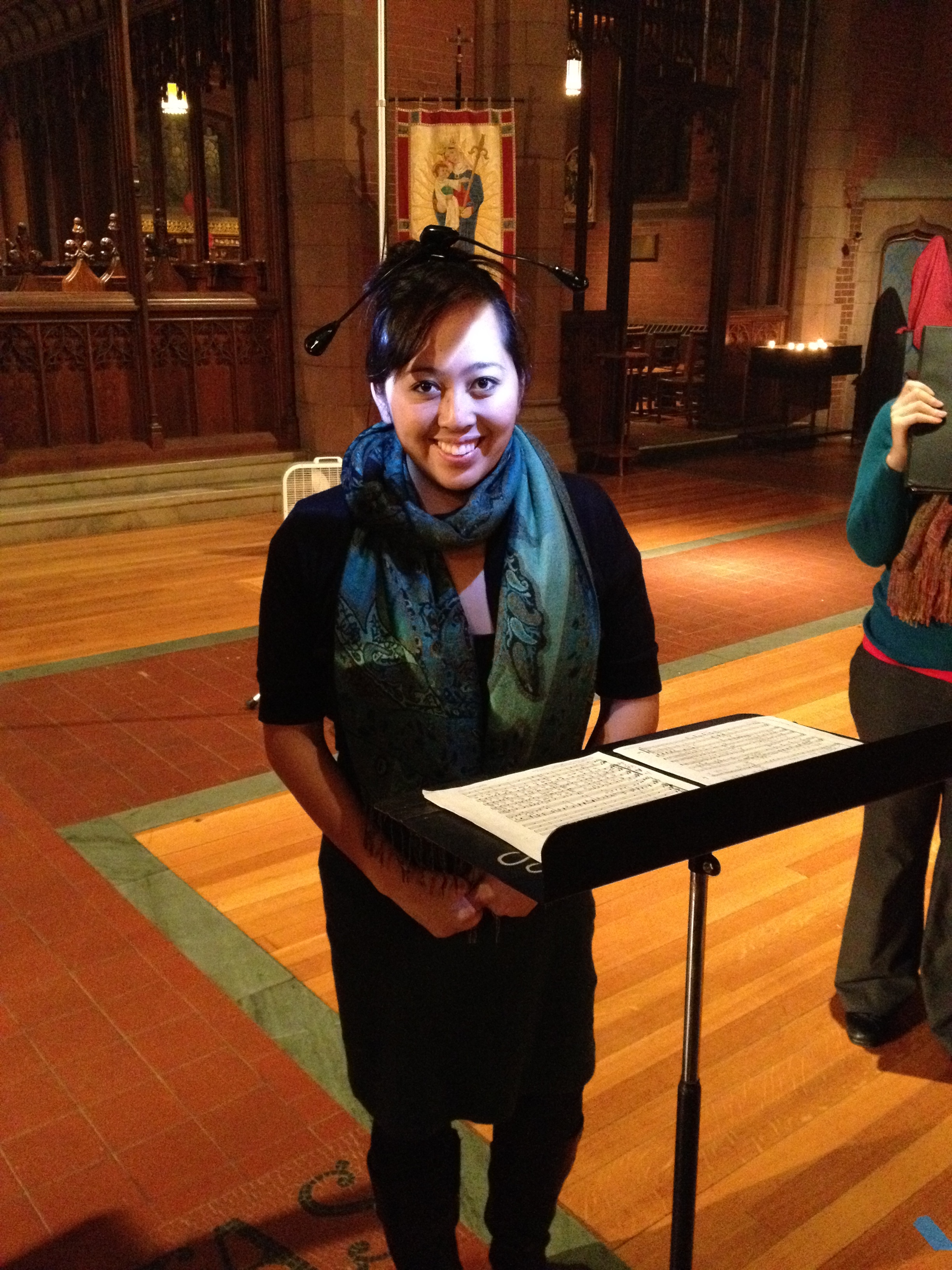 Arianne Abela sheds additional light on her music with some cleverly-placed music stand lights in Christ Church, New Haven