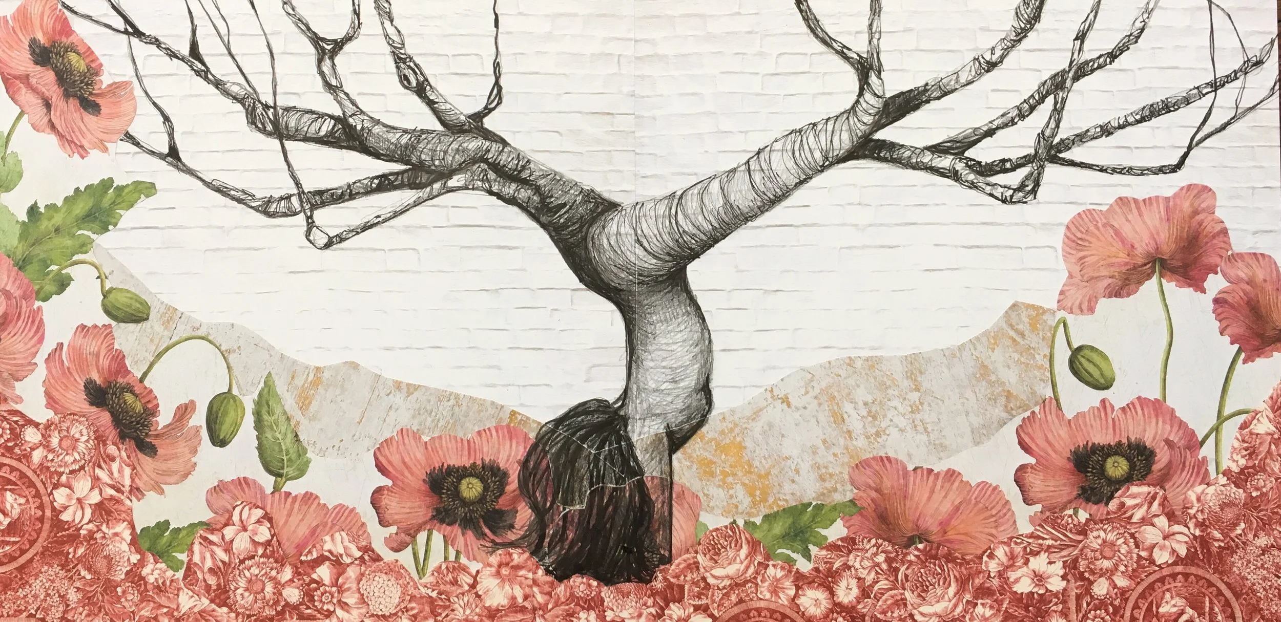 Poppy Pasture, 12h"x24"w