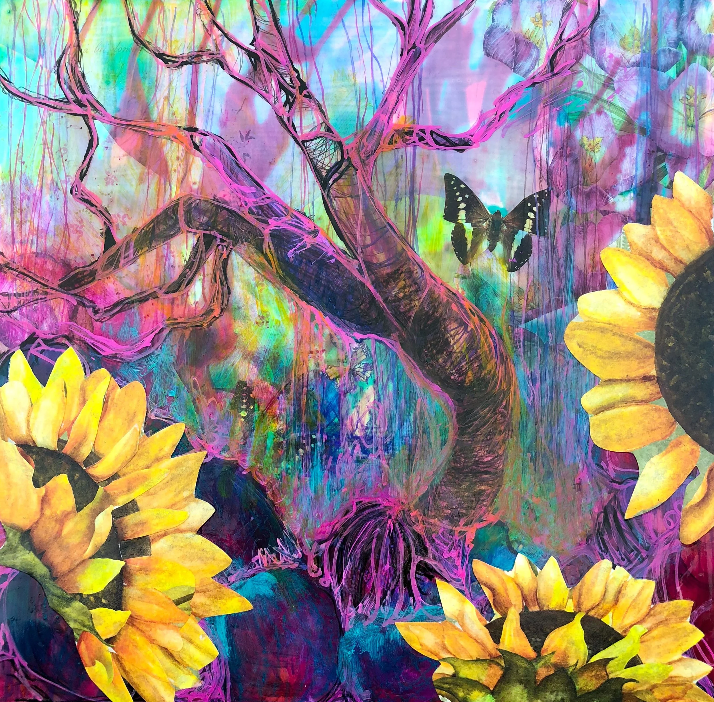 Psychedelic Sunflower, 16"x16"