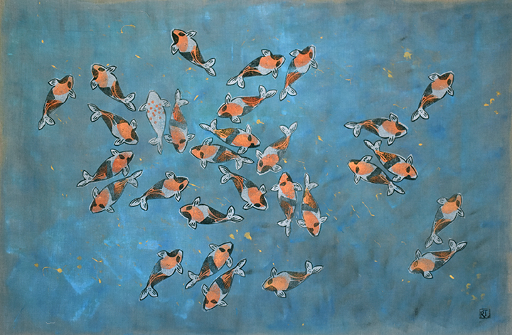 Koi No. 16 | Deep Blue | 35 x 53 inches