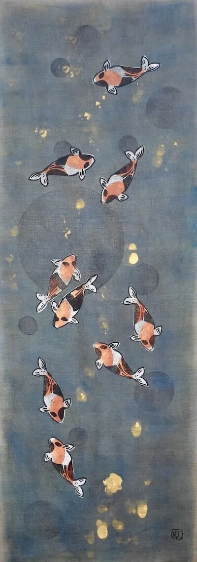 Koi Banner | Blue Circles | 52" x 18.5"