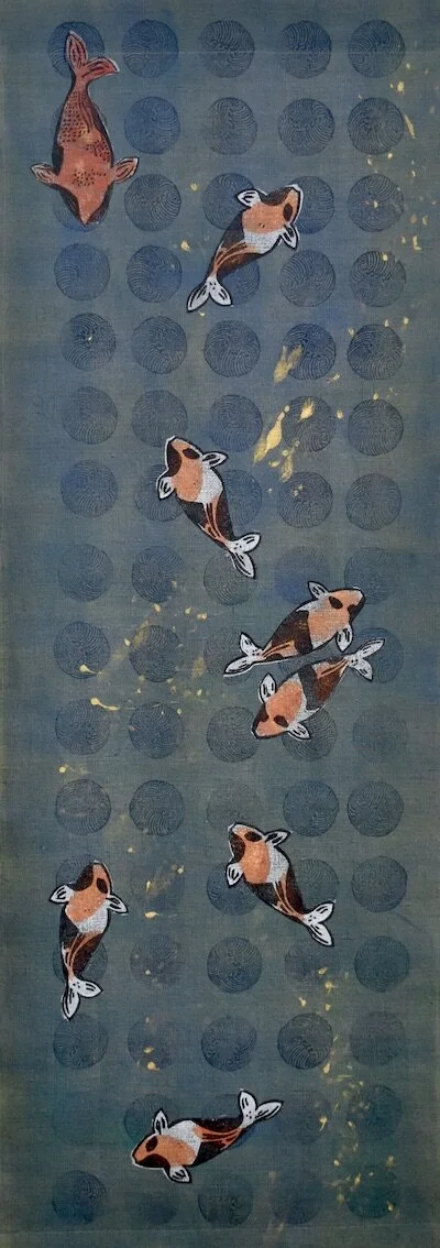 Koi Banner | Blue Waves/Big Orange | 52" x 18.5"