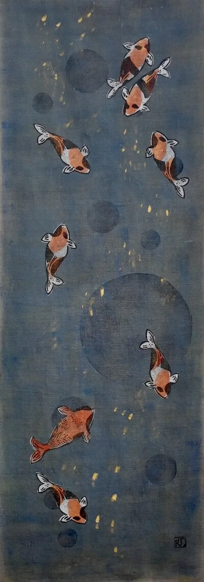 Koi Banner | True Blue with Circles | 52" x 18.5"