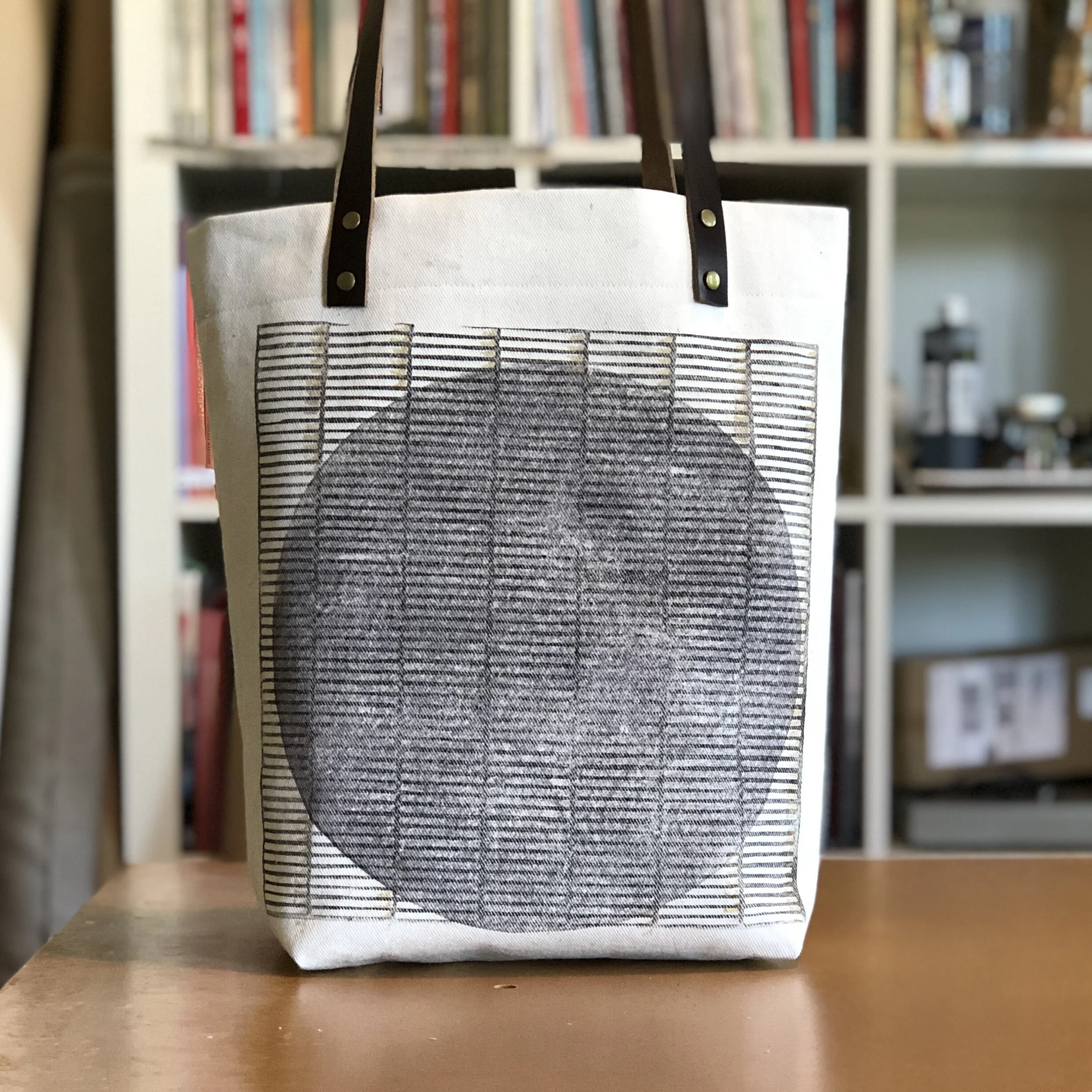 MIMBY Tote | Hand Printed |  Agnes Martin | Dusk and Charcoal