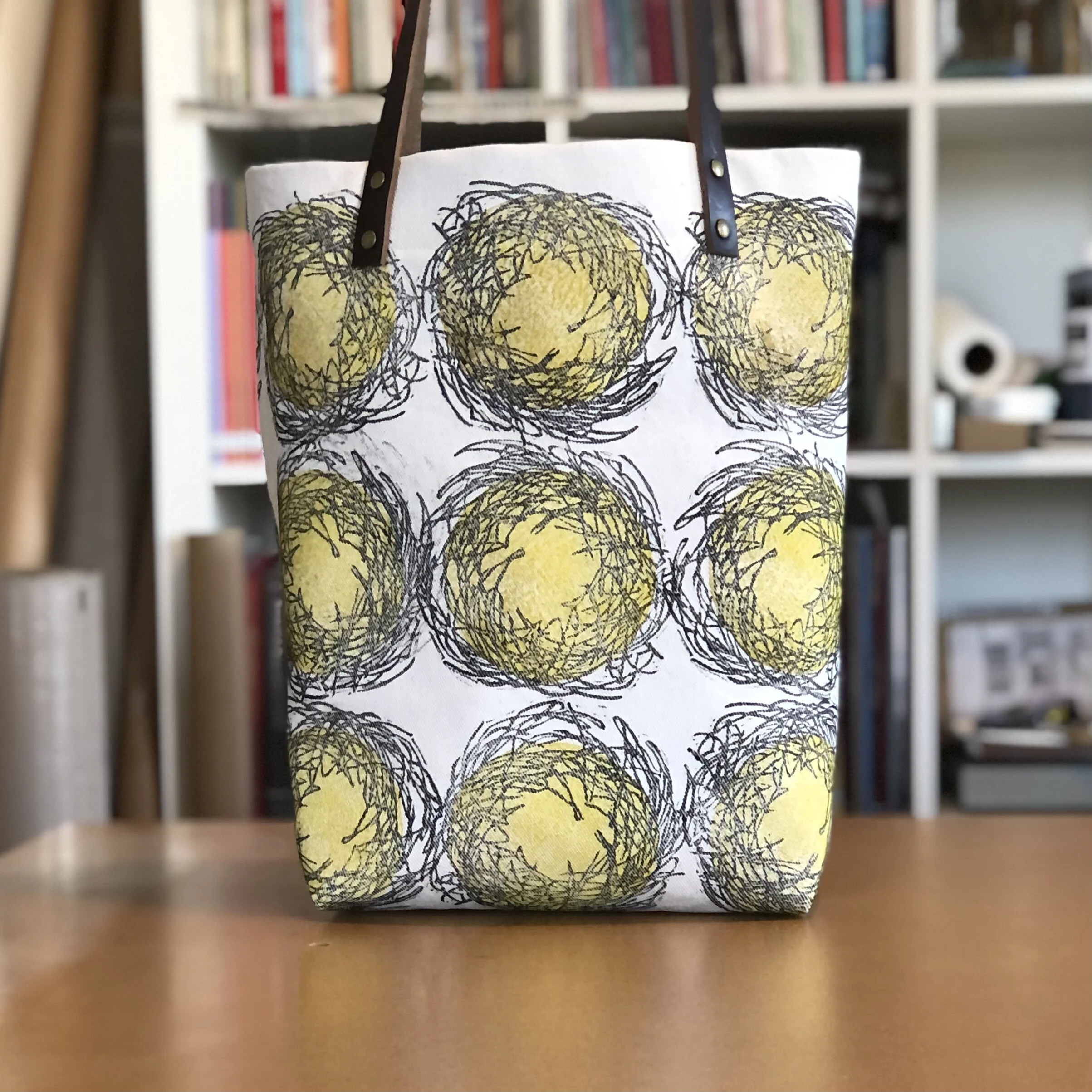 MIMBY Tote | Hand Printed | Nests on Yellow