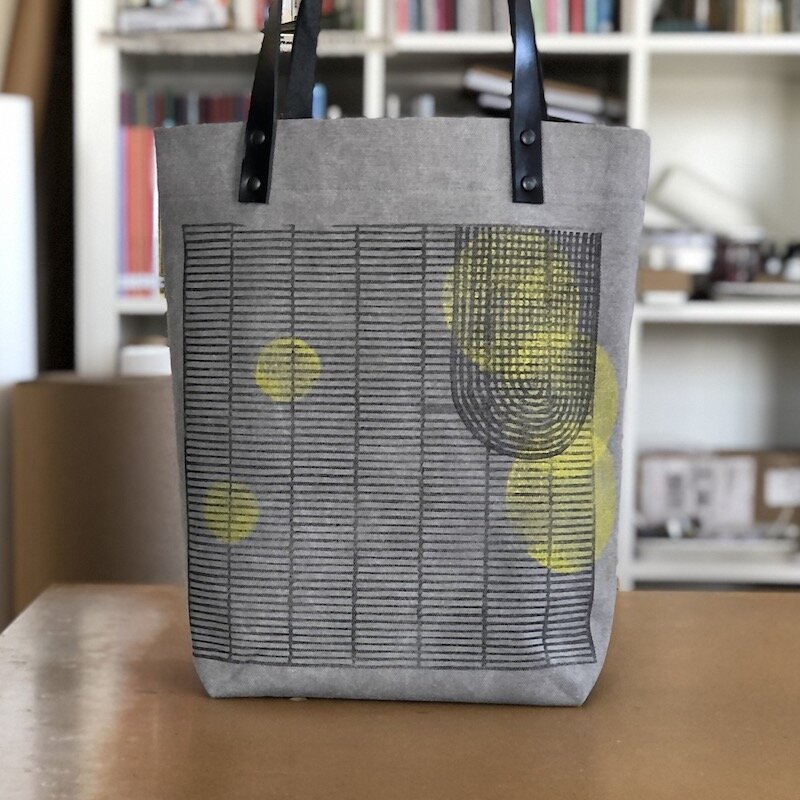 MIMBY TOTE | Hand Printed | Glimmer | Gray and Yellow