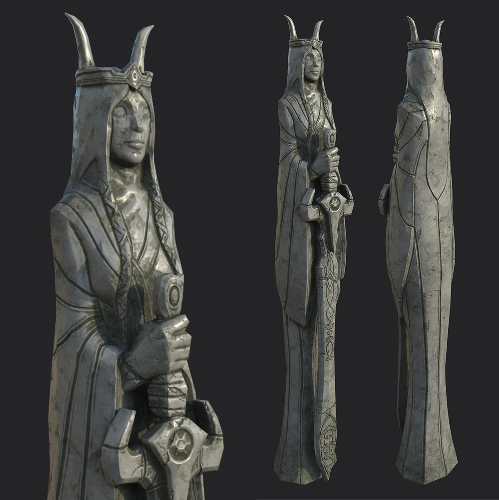  I recently redid the statue asset's textures as a side project while learning Substance. This is the same sculpt as the old one, though I retopologized and UV'd it.&nbsp;Materials made in Substance Designer, and applied in Substance Painter. (Click 